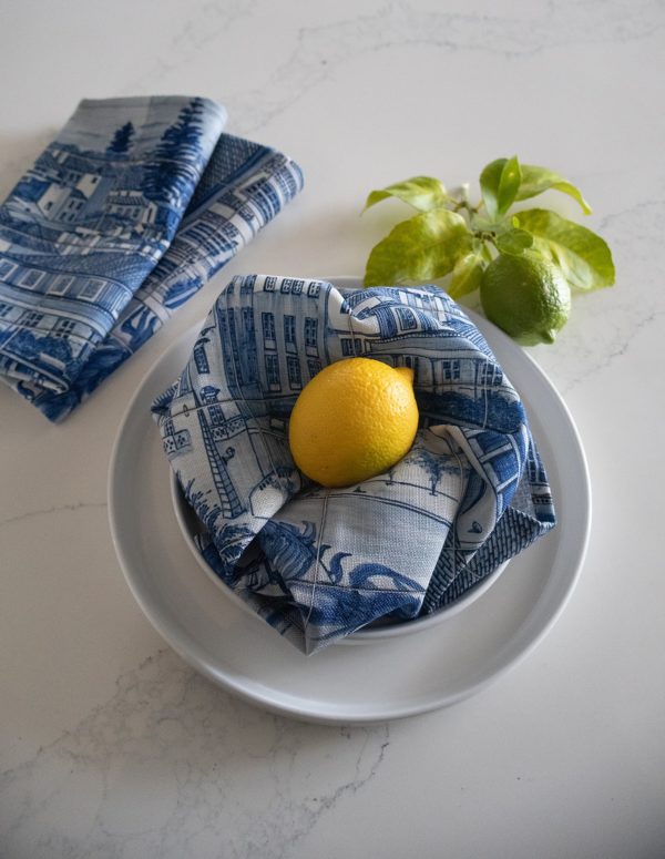 Mediterranean Blue & White Napkin Set (6) - Image 3