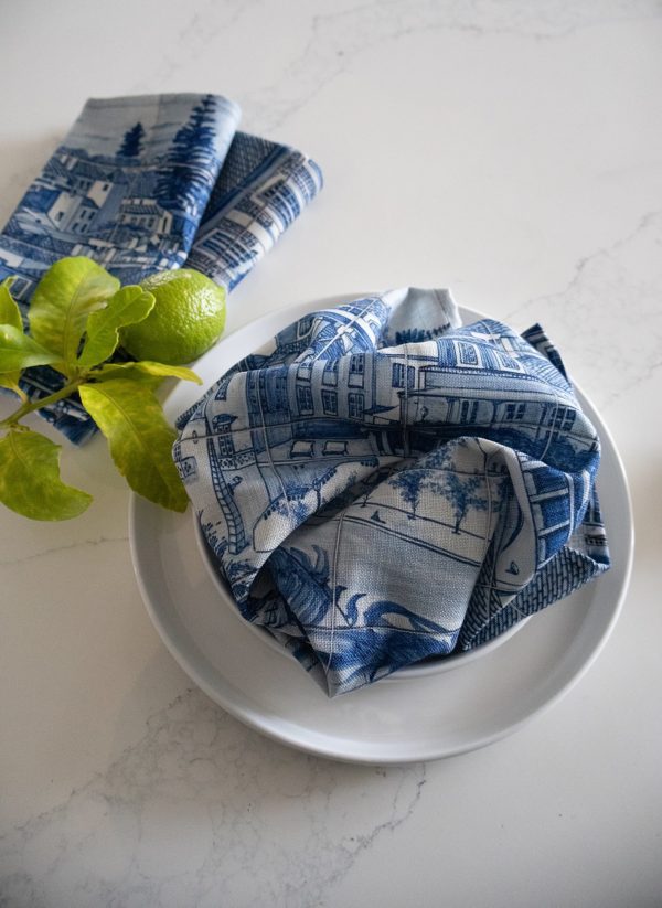 Mediterranean Blue & White Napkin Set (6) - Image 2