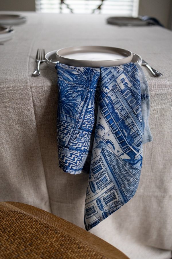 Mediterranean Blue & White Napkin Set (6) - Image 9