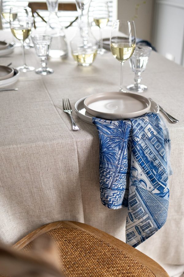 Mediterranean Blue & White Napkin Set (6) - Image 5